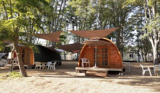 camping l'amitié au bord de l'eau Trébas-Tarn-hébergement insolite en bois-pod-rivière