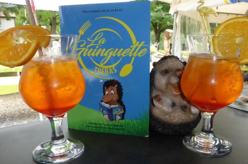 camping l'amitié Trébas-Tarn-restaurant la Guinguette au bord de l'eau Trébas-snack terrasse bar glacier cocktails musique été ambiance karaoké