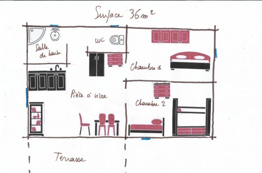 Les Fées du Moulin plan interieur chalet