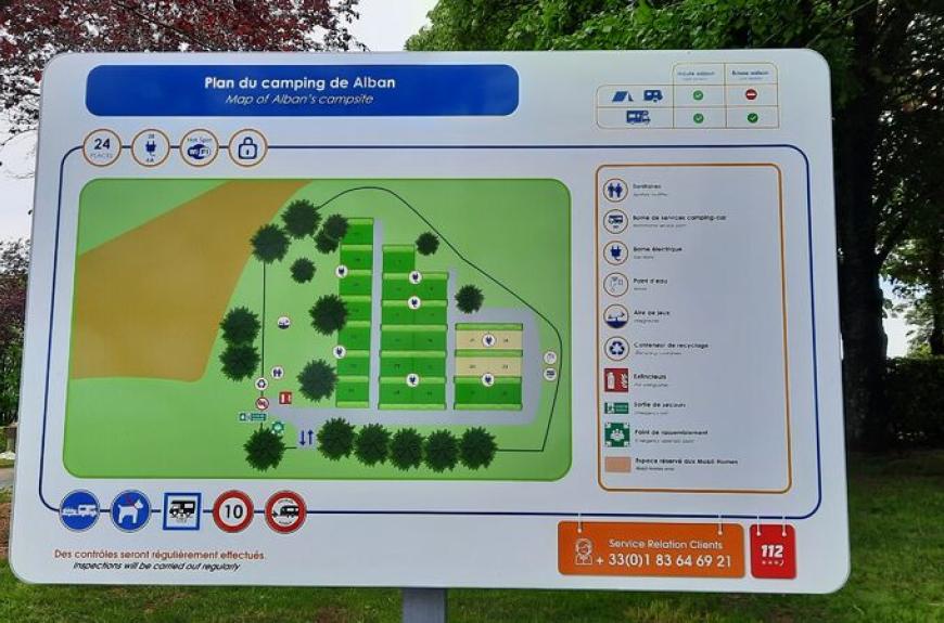 Plan des emplacements du camping car park
