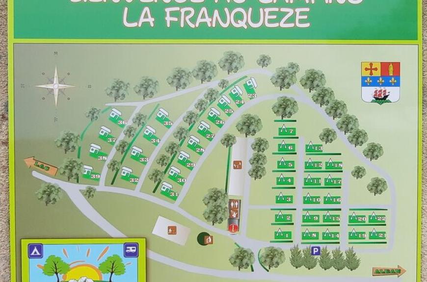 Plan des emplacements du camping car park et des mobilhomes