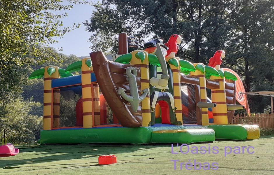 camping l'amitié au bord de l'eau Trébas-Tarn-parc enfants jeux gonflables l'Oasis Trébas