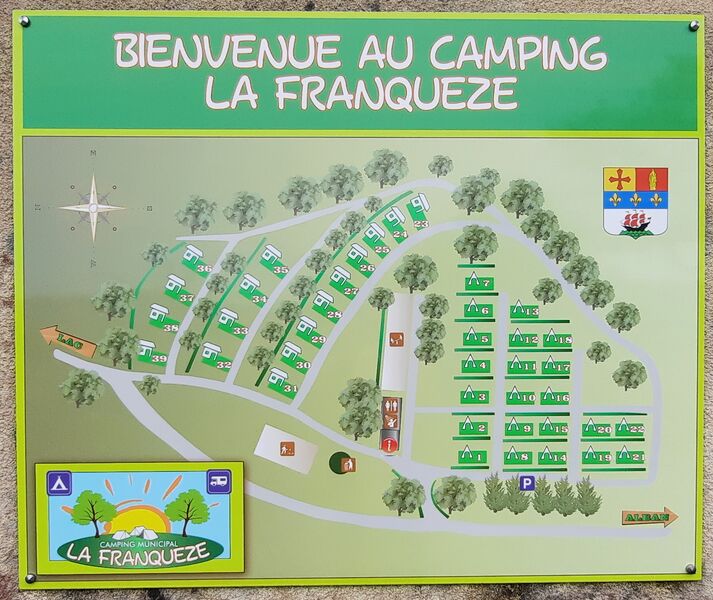Plan des emplacements du camping car park et des mobilhomes